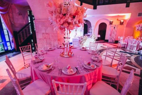 Table setting and decoration of the festive table. Stock Photos