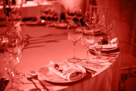 Table setting and decoration of the festive table. Stock Photos