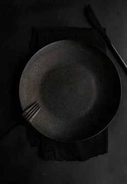 Table setting in black Stock Photos