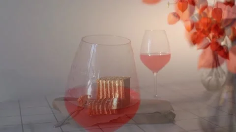 Table setting for breakfast with delicious cake, Aesthetic look. Stock Footage 195300343