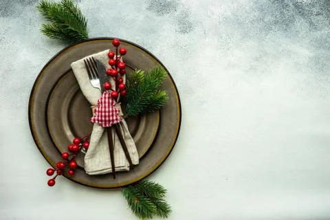 Table setting for Christmas dinner Stock-Fotos