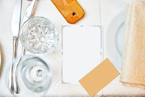 Table setting with copyspace in the cafe Stockfoto's