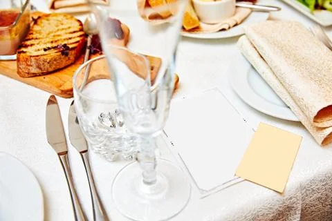 Table setting with copyspace in the cafe Stock Photos