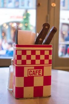 A table setting with cutlery Stock Photos