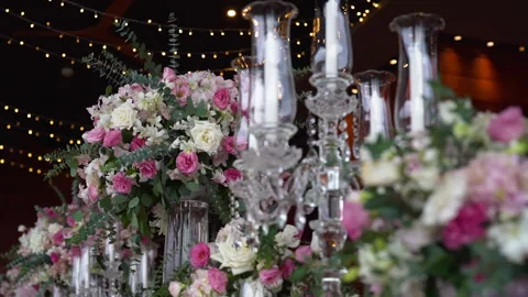 Table setting for a dinner reception. Stock Footage 156401143