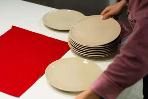Table setting with dishes for a festive dinner. Stock Photos