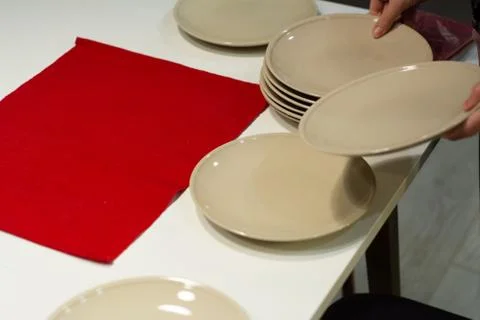 Table setting with dishes for a festive dinner. Stock Photos