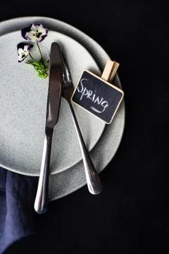Table setting for Easter dinner Stock Photos