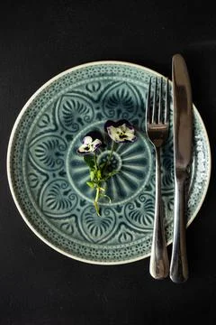  Table setting for Easter dinner Table setting for holiday easter dinner d... Foto stock