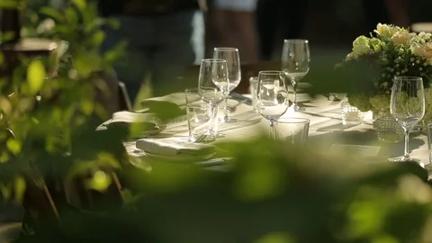 Table setting at elegant lavish party or wedding B Stock Footage 110336139