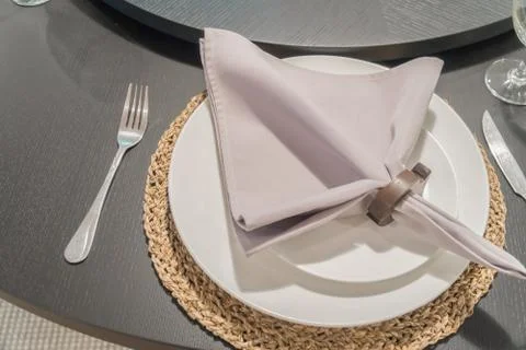 Table setting for an event party or wedding reception Stock Photos