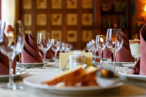 Table setting before the event Stock Photos