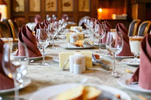 Table setting before the event Stock Photos