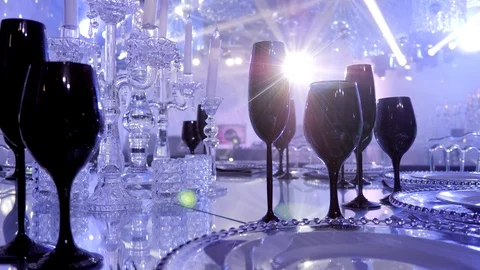 Table setting for festive dinner Stock Footage 113703824