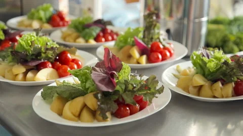 Table setting with fruits and vegetables Stock Footage 52606416
