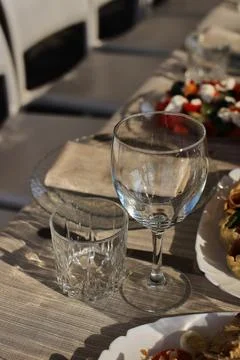 Table setting. glass goblets. decoration Stock Photos