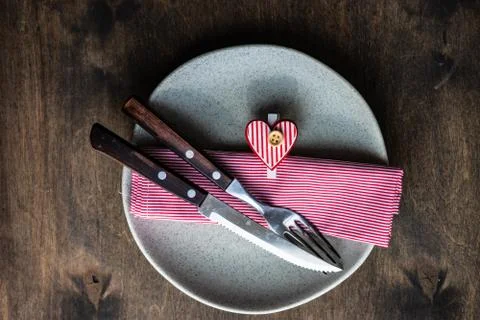 Table setting with hearts Stock Photos