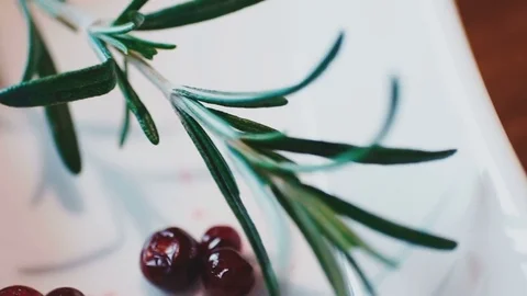 Table setting with the help of herbs Stock Footage 73216582