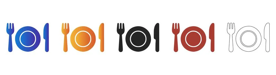 Table setting icon with fork plate and knife for dining Stock Illustration