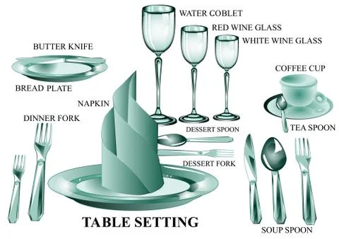 Table setting Illustrazione stock