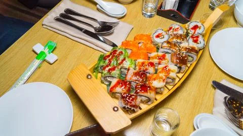 Table setting in a Japanese restaurant. Foto stock