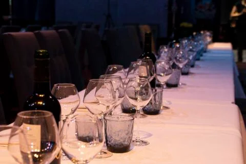Table setting for a lot of people Stock Photos
