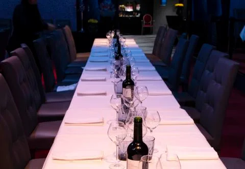 Table setting for a lot of people Stock Photos