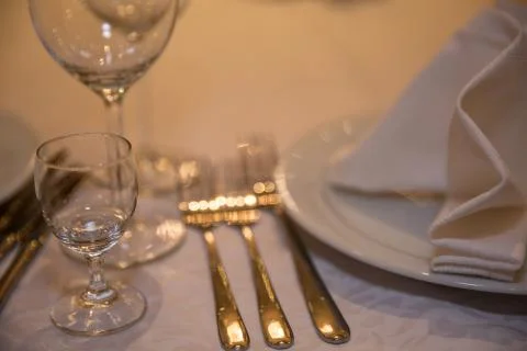 Table setting for a lovey dinner table setting table setting for a delicious  Stock Photos