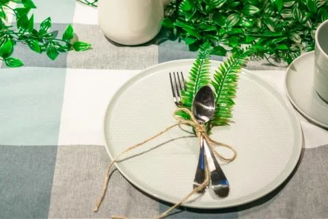 Table setting before lunch Stock-Fotos