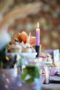 Table setting at a luxury wedding or party, babyshower, birthday and Beautiful Stock Photos