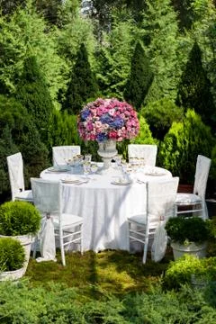 Table setting at a luxury wedding reception Stock Photos