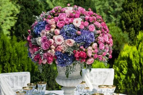 Table setting at a luxury wedding reception Stock Photos