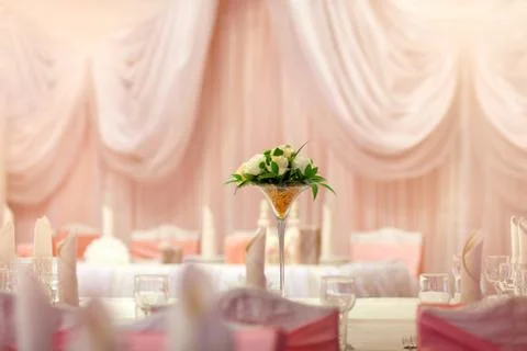 Table setting at a luxury wedding reception Stock Photos