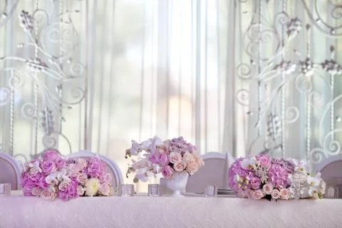 Table setting at a luxury wedding reception Stock Photos