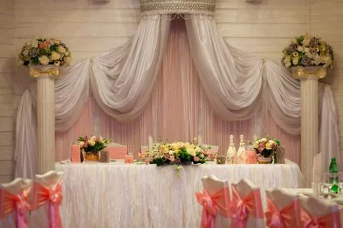 Table setting at a luxury wedding reception Stock Photos