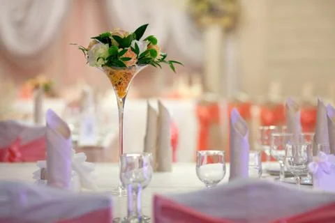 Table setting at a luxury wedding reception Stock Photos