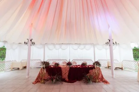 Table setting at a luxury wedding reception Stock Photos