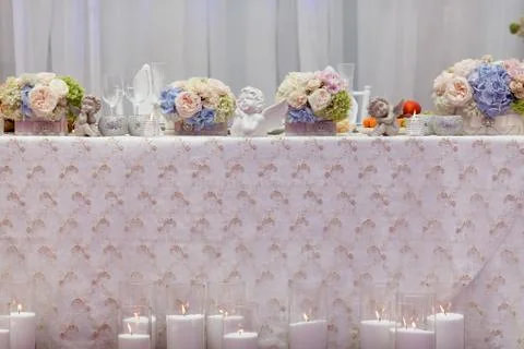 Table setting at a luxury wedding reception Stock Photos