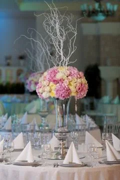 Table setting at a luxury wedding reception Stock Photos