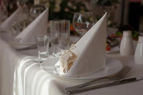 Table setting at a luxury wedding reception Stock Photos