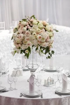 Table setting at a luxury wedding reception Stock-Fotos
