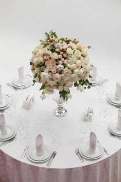 Table setting at a luxury wedding reception Stock Photos