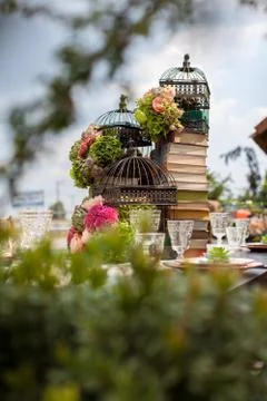 Table setting at a luxury wedding reception Stock Photos