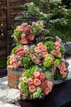 Table setting at a luxury wedding reception Stock Photos