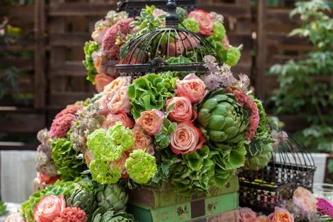 Table setting at a luxury wedding reception Stock Photos
