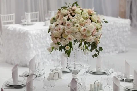 Table setting at a luxury wedding reception Stock Photos