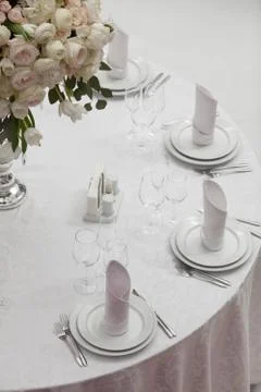 Table setting at a luxury wedding reception Stock Photos