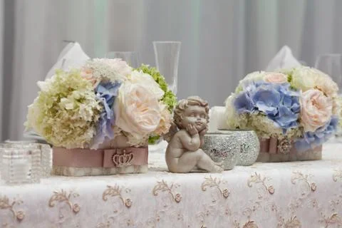 Table setting at a luxury wedding reception Stock Photos