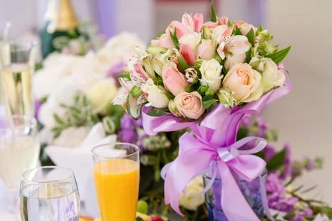 Table setting at a luxury wedding reception Stock Photos