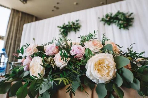 Table setting at a luxury wedding reception Stock Photos